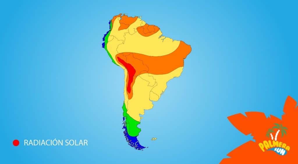 Mapa de calor de la radiación solar en latinoamérica y el Perú